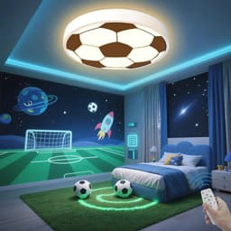 Dimbare Voetbal Plafondlamp voor Kinderen - 48W LED Verlichting met Afstandsbediening, Ø40 cm — thumbnail 5
