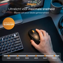 Drivv. Gaming Mouse Nova - Gaming Muis Draadloos - Ultra Licht - 63 gram - PAW3311 - 12.000 DPI - 3 in 1 model - Bedraad / Bluetooth 5.3 / 2.4G - Zwart — thumbnail 5