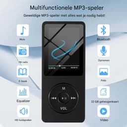 Ynkkvre - MP3-Speler met Bluetooth 4.2 - FM Radio - Dicatafoon - E-Book Functie - 32GB Opslag - 30 uur speeltijd — thumbnail 2