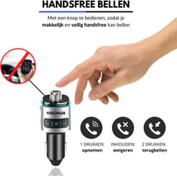 Wegman Bluetooth FM Transmitter - Autolader USB - Carkit - Bluetooth Auto Radio - SD Kaart - USB Stick — thumbnail 3