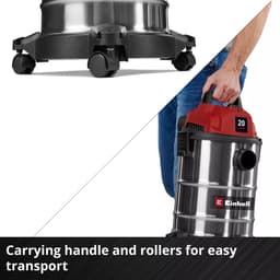 Einhell Elektrische Nat-/Droogzuiger TC-VC 2045 S - 900 W - 180 mbar - 20 L - Blaasaansluiting - Incl. diverse accessoires - kunststofslang 1,5 m - 3-delige kunststof buis - Schuimfilter — thumbnail 2
