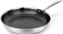 Driedubbele roestvrijstalen pan - De koekenpan met antiaanbaklaag is geschikt voor alle soorten fornuizen, inclusief inductie - Zilverkleurig, 28 cm — thumbnail 1