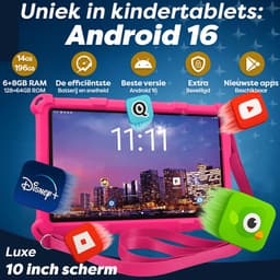 AngelTech Kindertablet XL PRO II - Android 16 - 6+8GB RAM – 128+64GB – Snelle 10 inch Kindertablet – Vanaf 3 Jaar – 100%Kidsproof – Ouderlijk Toezicht - 360° Fidgy Beschermhoes – Roze — thumbnail 2