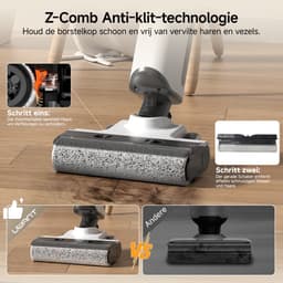 UWANT D500 Draadloos Steelstofzuigers -Wet & Dry stofzuigers-Anti-klitten-Nat Droog Stofzuiger-IPX6 waterdichte motor-AI zelfreinigend-180° plat leggen-17.000 Pa zuigkracht-3-zijdig vegen zonder randen-Geurpreventie-Realtime elektrolyse-Spraakprompt — thumbnail 3