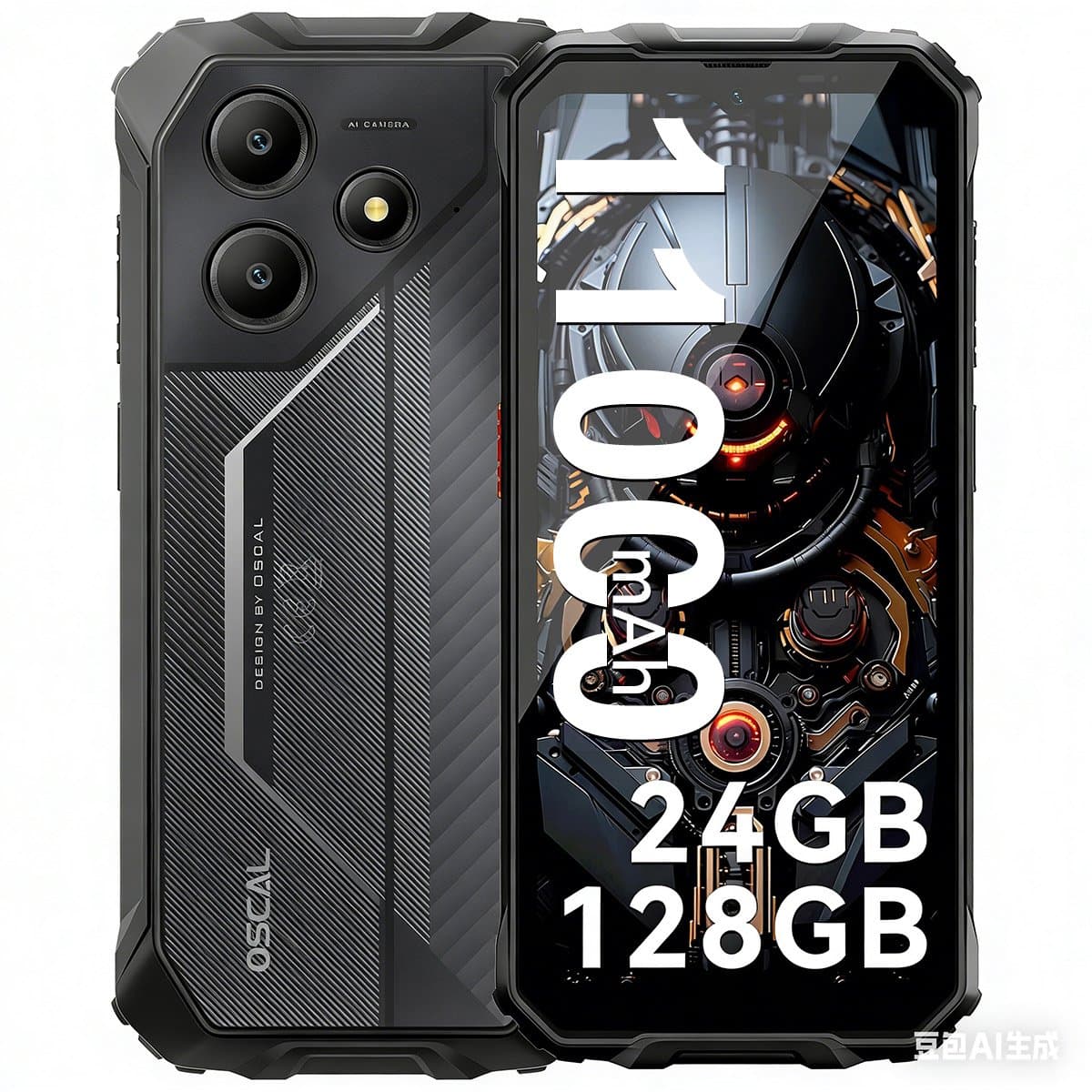 OSCAL MARINE 2 Robuuste Smartphone - 24GB RAM - 128GB ROM - 11000mAh - Gemini AI - 6.56 Inch - IP68 Waterdicht - Dual SIM - Android 15 - NFC - Zwart — afbeelding 1
