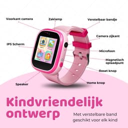 TinyPlay Smartwatch Kinderen - Dual Camera - Spelletjes - USB Oplaadbaar kinderhorloge - Kinder smartwatch - Meisje - Roze — thumbnail 2