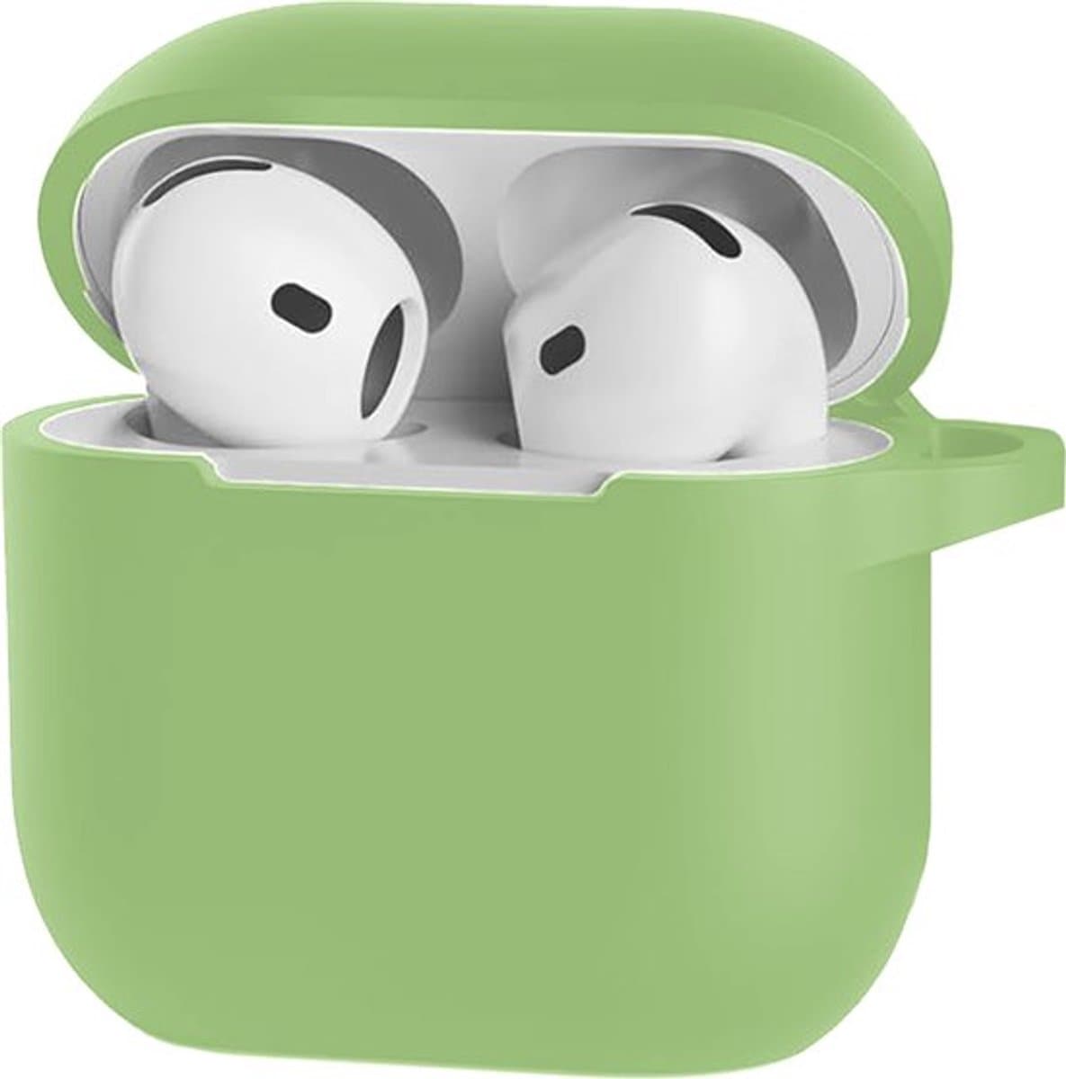 Bescherm je AirPods 4 met onze handige Siliconen Hoes - Geschikt voor Apple AirPods 4 - Met Clip Cover - Groen — afbeelding 1