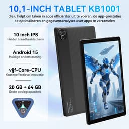 Hotlight KB1001 - Android 15 - 10.1 inch- 5000mAh - 20(3+17)GB RAM - 64GB ROM - Bluetooth 5.4 - WIFI 6 - Zwart — thumbnail 5