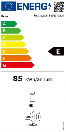 Beko RS9152WN vrijstaande koelkast - 90 cm hoogte - zilveren afwerking - verstelbare legplanken - LED-verlichting — thumbnail 2