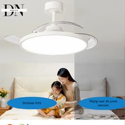 Deniva - Plafondventilator Met Verlichting - Afstandsbediening - Verstelbare Verlichting/Snelheid - Energiebesparend - 121Cm - Wit — thumbnail 5
