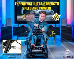 GTPLAYER - Simulator Cockpit - Met Luidsprekers en Stuurwiel Steun - Grijs — thumbnail 4