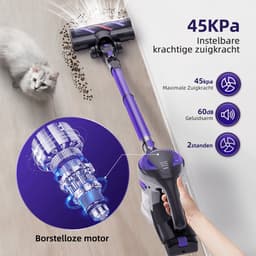 Elekiatech Steelstofzuiger-45000 Pa-2x 2600 mAh Accu's-Steelstofzuiger Draadloos-100 Minuten-1,5 L Stofbak-voor Tapijten en Harde Vloere — thumbnail 4