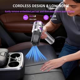 Draadloze autostofzuiger, verwijdert moeiteloos al het vuil in uw auto. Handzame draadloze stofzuiger, lichtgewicht, geschikt voor auto's, huizen en dierenharen. — thumbnail 4
