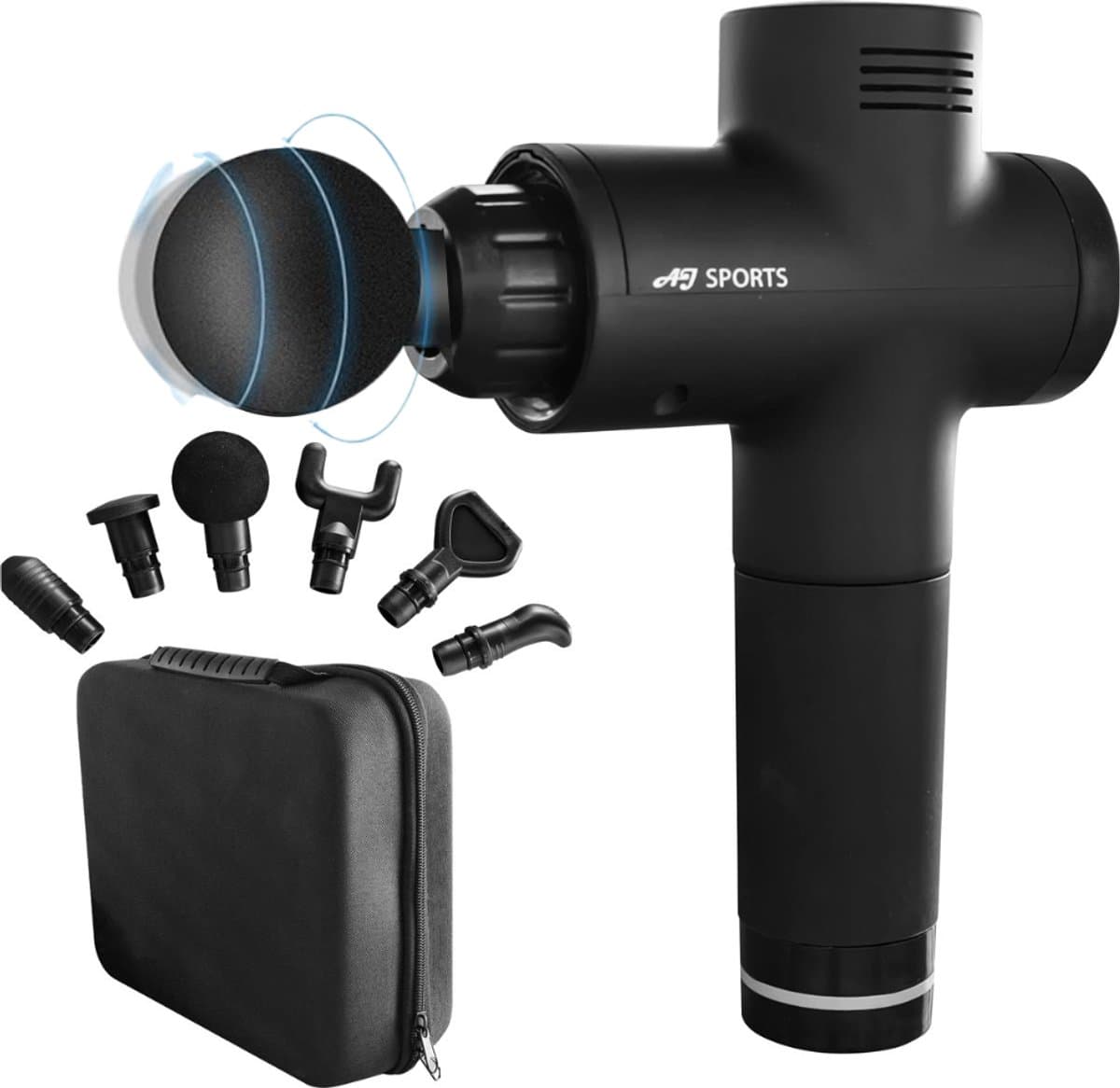 AJ-Sports Massage Gun - Massage Pistool - Massage Apparaat - 6 opzetstukken - Inclusief Koffer - Zwart - Draadloos - Krachtig — afbeelding 1