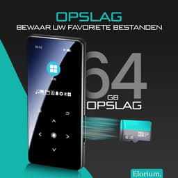 Draagbare Bluetooth MP3-Speler -Inclusief oordopjes, lader & microSD - Touchscreen, Offline, Zwart, Bluetooth 5.2 — thumbnail 2
