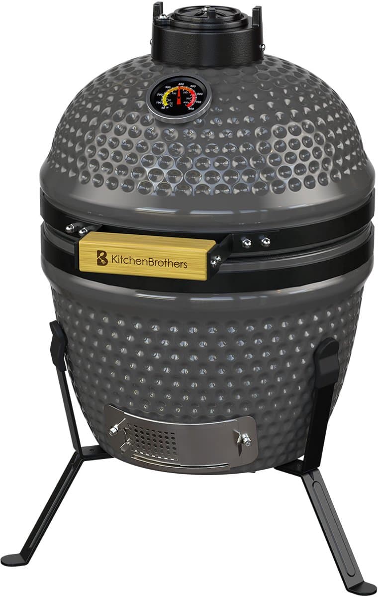 KitchenBrothers Kamado BBQ - 13 Inch Houtskool Barbecue - 27⌀ cm - PFAS-vrij - Egg BBQ - Vaderdag Cadeau - Grijs — afbeelding 1