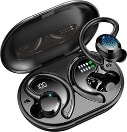 Sonume Sport Q38 – Draadloze Sportoordopjes – Tot 32 Uur Batterij – Bluetooth 5.3 – IPX7 Waterbestendig – Oorhaak – Zwart — thumbnail 1