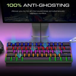 TMICE CX23 – 60% Mechanical Keyboard – Blue Switch – RGB Backlight – Zwart Mechanisch Gaming Toetsenbord – Compact Wired Type-C – 61 Keys – Anti-Ghosting – Ergonomic Design — thumbnail 2