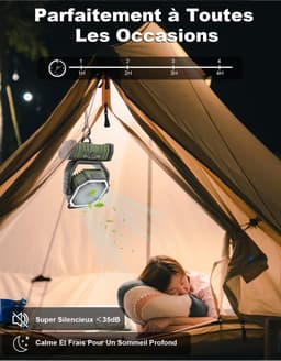 4-Snelheden Kampeerventilator - 20.000mAh Batterij & 270° Rotatie - LED Verlichting & Ophangsysteem - USB Oplaadbaar — thumbnail 5