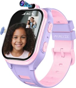 Phreeze Kinderhorloge Meisje - Smartwatch Kids - GPS Horloge Kind - Waterdicht - 4G - Met Simkaart - Belfunctie - Camera - Bellen - Spelletjes - Stappenteller - Alarmen - SOS - Roze & Paars — thumbnail 1