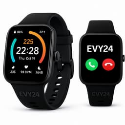 Evy24 Smartwatch - Smartwatch Dames en Heren - Stappenteller - Hartslagmeter - Slaapmonitor - Multisport - Geschikt voor Android en iOS - Zwart — thumbnail 1