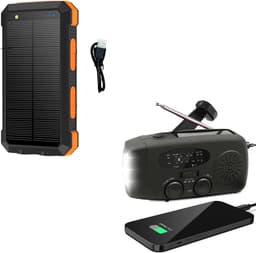 Noodradio Solar Opwindbaar en Batterij - Noodpakket - Draagbare Survival Radio - Inclusief 10.000 mAh Solar Powerbank - Powerbank Zonneenergie - Bouwradio - Zaklamp - Zwart — thumbnail 1