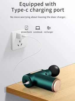Dit 4-in-1 massagepistool is een compacte, draagbare en oplaadbare elektrische massager met een lcd-scherm, 5 snelheidsstanden en een 1000mAh-batterij voor spierontspanning. — thumbnail 2