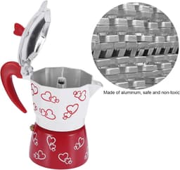 Duurzame rode espressokop voor thuisgebruik - Moka Pot - Licht koffiezetapparaat - Cappuccino en Latte maker - Rood - Verschillende maten — thumbnail 2