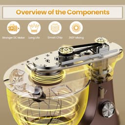 Royal Swiss® – Keukenmachine 2000W – 8.5L RVS Mengkom – Planetair Mengsysteem – 6 Snelheden – Koffie / Roségoud — thumbnail 3