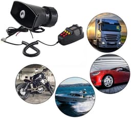 Megafoon 24V 100W met Sirene – 110 dB PA Systeem – 7 Tonen – Autosirene voor Truck, Boot & Noodgebruik – Zwart — thumbnail 2