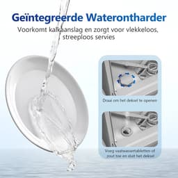 AIRMSEN Mini Vaatwasser - Met Waterontharder & Watertank 5L - 6 Couverts - 9 Programma's - Wit — thumbnail 4