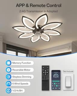Moderne Plafondventilator met Dimbare LED Verlichting en Zomer-Winter Functie voor Slaapkamer en Keuken — thumbnail 1