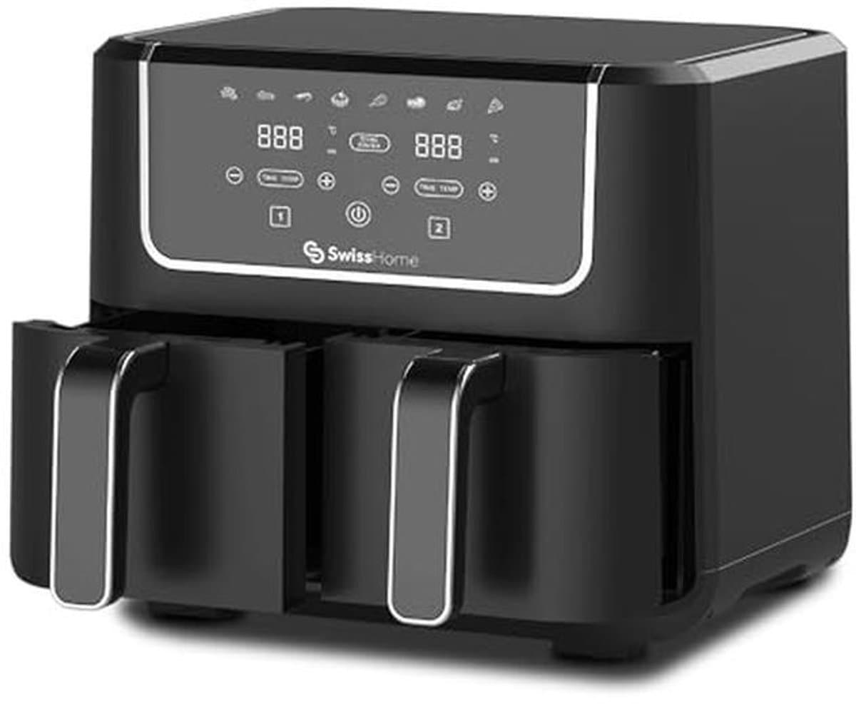 Airfryer 2100W met 2 potten en 8 functies - 3L Led-Touchscreen en Eenvoudige Reiniging — afbeelding 1