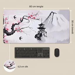 Grote Muismat 80x30 | Gaming Muismat | Wit | XXL | Antislip | Desktop Mat | Computer Mat | Blossom — thumbnail 4