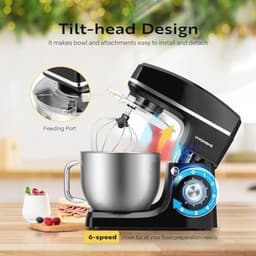 7.5 Quart 660W 6-Speed Stand Mixer - Zwart — thumbnail 5
