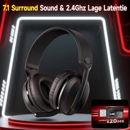 MANKIW Draadloze Gaming Headset – 3 Modi (2.4G / Bluetooth / Type-C) – Verstelbare Dubbele Microfoons – 20 ms Lage Latentie – 40 Uur Batterijduur – 3,5 mm Kabelmodus – Compatibel met PC, PS5, Xbox – Zwart — thumbnail 2