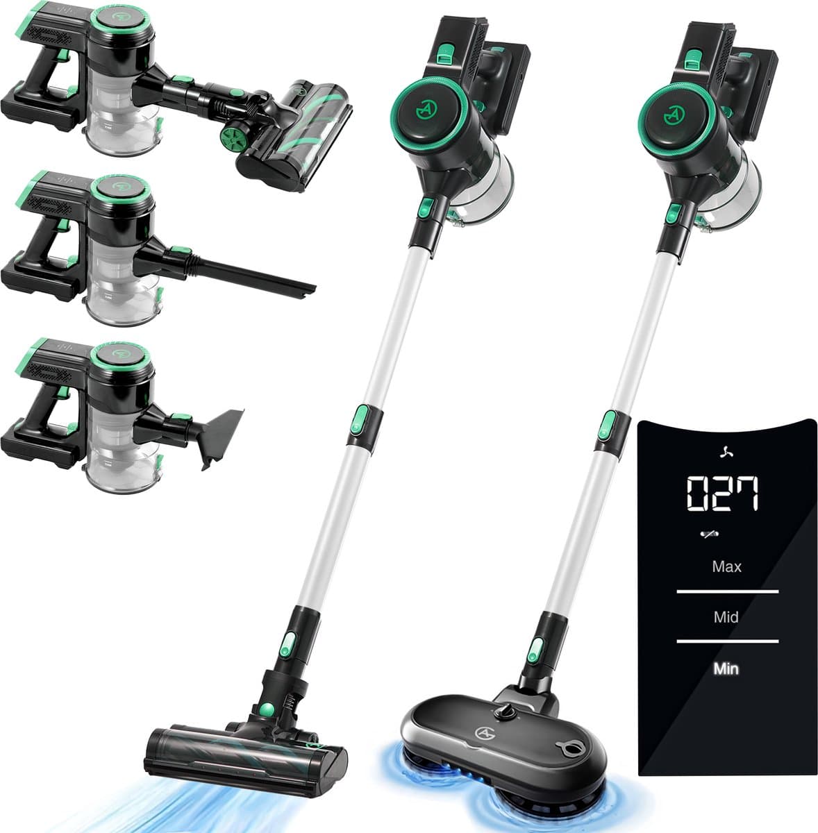 AG4100+ Steelstofzuiger Draadloos – Met Dweilfunctie 2 in 1 – Velvet Green – Krachtige Stofzuiger Zonder Zak – Geschikt voor Dierenharen – Compact & Lichtgewicht Kruimeldief — afbeelding 1