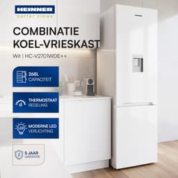 Heinner HC-V2701WDE++ Koel-vriescombinatie met Waterdispenser 268 L – Super Freezing – Mechanische Bediening – Omkeerbare Deur – Wit – 5 Jaar Garantie — thumbnail 5