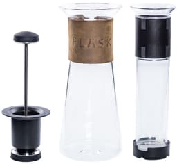 Planetary Design - FLASK Coffee Press - Clear double walled glass with Leather - French Press - Uniek en Luxe met echt leer — thumbnail 2
