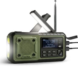 Liveablez® Noodradio Solar Opwindbaar & Batterij - DAB+/FM Draagbare Radio Oplaadbaar Met 5000mAh Powerbank Zonneenergie - Bluetooth - Zaklamp - Rampen - Noodpakket - Legergroen — thumbnail 1