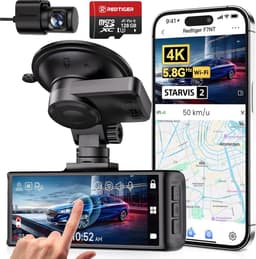RedTiger F7NTouch - Dual Dashcam voor auto - Ultra 4K & 1080P - Voor en Achter Camera - 2025 model - Met Touchscreen - WiFi en GPS - 3.20 Inch met App - Sony Sensor Nachtzicht - Dashcams - Parkeerbewaking - G Sensor - Loop opname - 128GB SD Kaart — thumbnail 1