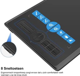 Digitaal Schrijftablet - Batterijloze Tekentablet voor Schrijven en Tekenen - Compatibel met Windows, macOS, Android - Inspirerende H580X - Ideaal voor Grafisch Ontwerp, Notities en Illustraties - 8 Aanpasbare Sneltoetsen - 8192 Drukniveaus — thumbnail 4