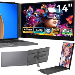 Blackview SCM6 Draagbare Monitor 14" – Extra Laptopscherm 13-17.3" – Uitbreidingsscherm – Plug & Play – 4,5mm Dun 600g Licht – IPS Full HD – TÜV Low Blue Light – 3x USB-C – 100W PD – Inclusief Kabels & Beschermhoes – Grijs — thumbnail 1