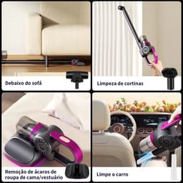 Draadloze Handstofzuiger 4-in-1 – 8500Pa Krachtige Zuigkracht – Met UVC UV-Lamp – Type-C Oplaadbaar – Voor Auto, Huis en Meubels – Paars — thumbnail 3