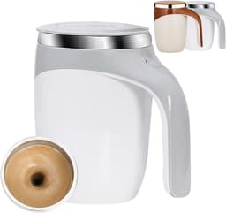Oplaadbare Koffiebeker met Roerfunctie – Automatische Mengbeker 380 ml – 1‑stand Roeren – Snelle Afkoeling & Antislip – Wit — thumbnail 1