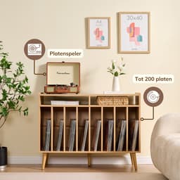 ACAZA LP Opbergsysteem - LP Houder - Premium XL - Lichte Eik - 100 x 75 x 40 cm (L x B x H) - Platenspeler Meubel - Vinyl Opbergsysteem - Platenkast - Platenhouder - 200 Platen — thumbnail 5