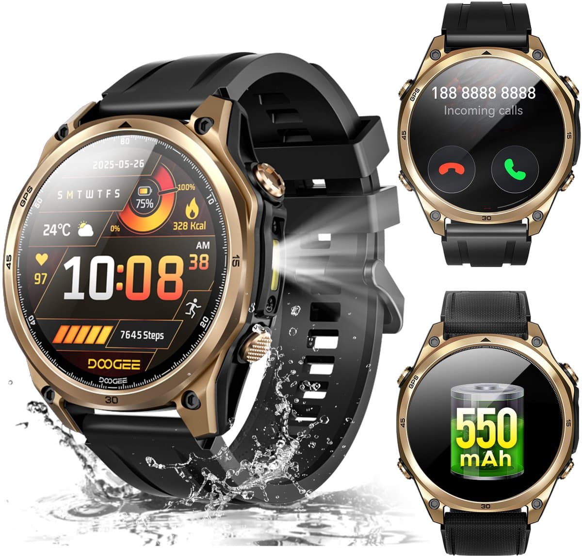 DOOGEE Anywise W1 Smart Watch - AI-spraakbesturing - Videobellen - Elke polsmaat - GPS - Gratis kaartmateriaal - 18 dagen batterijduur - Fitnesstracker - 170+ sportmodi - 5 ATM waterdicht - voor Android en iPhone — afbeelding 1