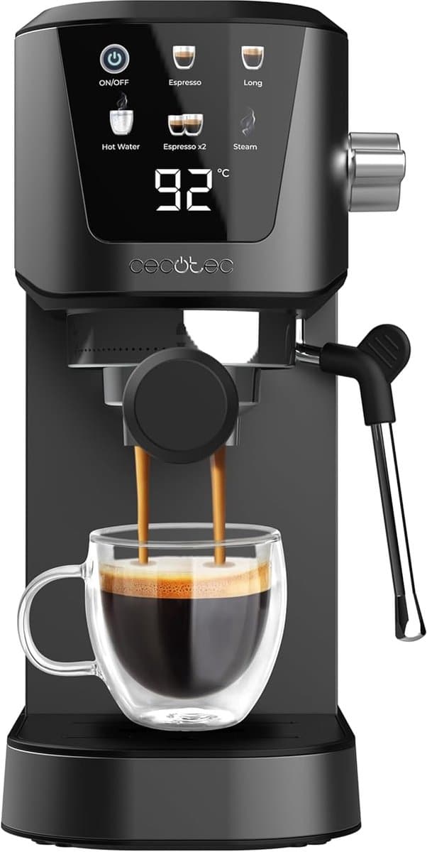 Cecotec Power Espresso 20 Touch Espressomachine - 1350W, 20 Bar, Touchscreen, Stoompijp, 1L Watertank, Thermoblock, Kopjeswarmer - Perfect voor Espresso & Cappuccino — afbeelding 1