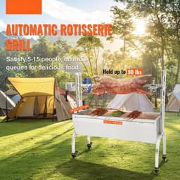 Speenvarken- en lamsgrill - Elektrische BBQ rotisserie draaispit - Lengte 117 cm - RVS - Draagvermogen 41 kg - Hoogteverstelling 4 niveaus - Motor 50 W - Verplaatsbaar — thumbnail 3