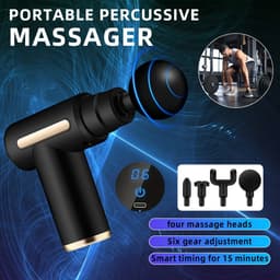 Compacte Massage Gun – 4 Verwisselbare Koppen, 6 Snelheden, USB‑C Snelladen – Compact & Stil — thumbnail 4
